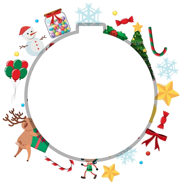 Christmas border template with snowman and reindeer