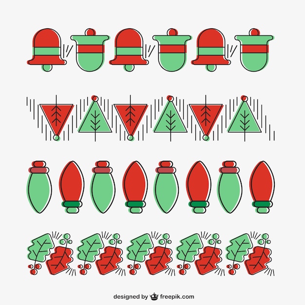 Vector christmas borders in hand drawn style