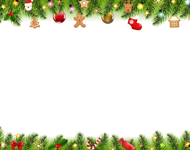 Christmas Borders Isolated White Background