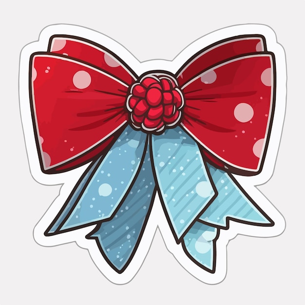 Vector christmas bow cartoon sticker xmas bows stickers pack newyear collection