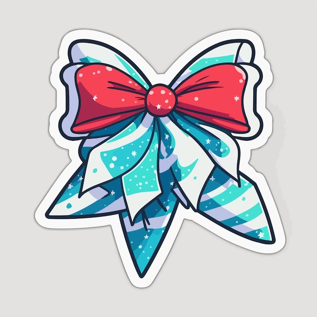 Vector christmas bow cartoon sticker xmas bows stickers pack winter holidays