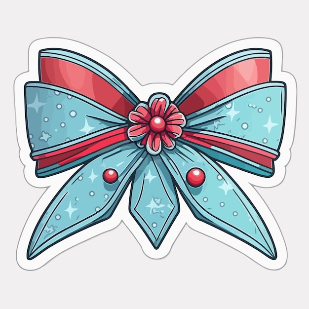 Vector christmas bow sticker xmas bows printable stickers sheet winter collection