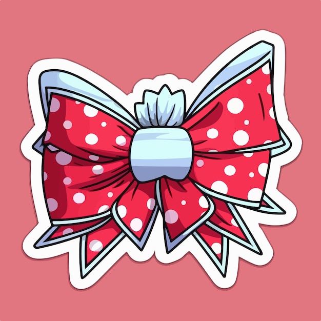 Vector christmas bow sticker xmas bows stickers with ornament newyear holidays