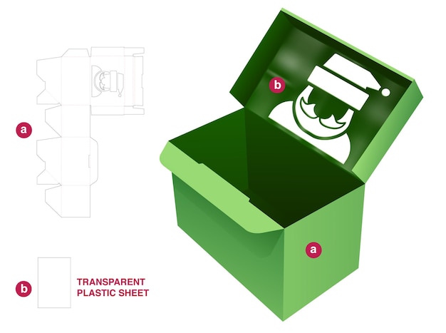 Christmas box die cut template and 3D mockup