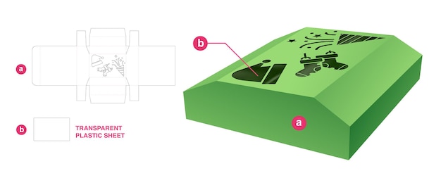 Christmas box die cut template and 3D mockup