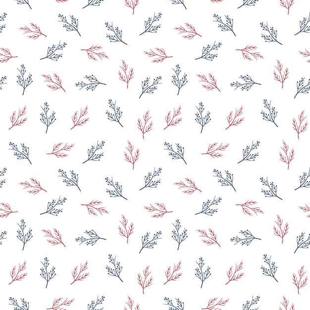 Christmas branch seamless pattern on white background