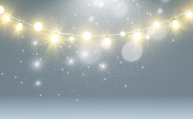 Christmas bright beautiful lights design elements Glowing lights for design of Xmas greeting