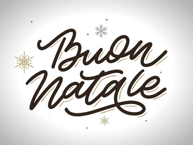 Christmas,Buon Natale greeting card.Handwriting lettering in italian.Holiday lettering.New year template.Vintage vector,typography design.