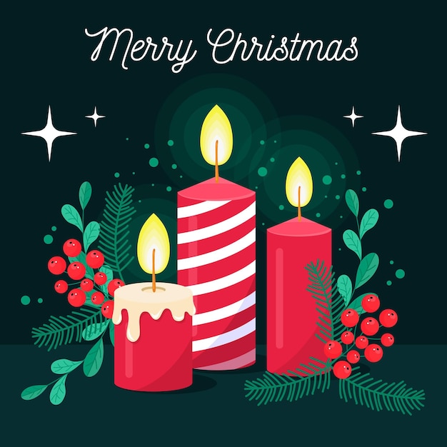 Christmas candle background in flat design