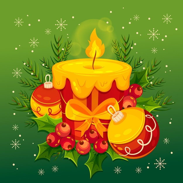 Christmas candle flat design background