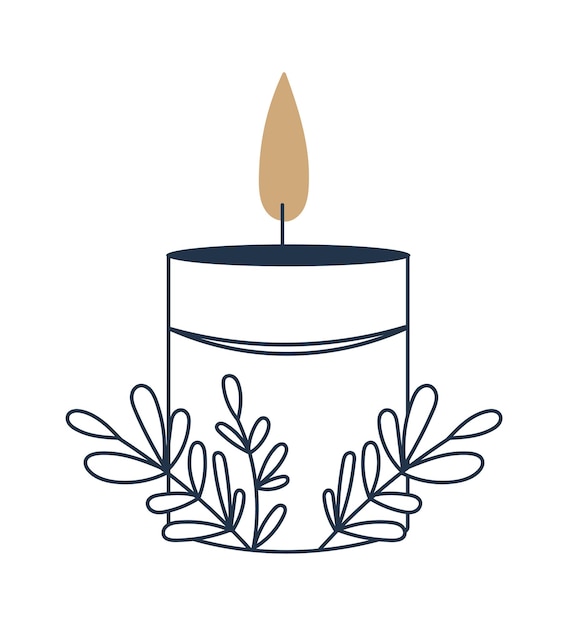 Christmas candle flat icon Tag and label