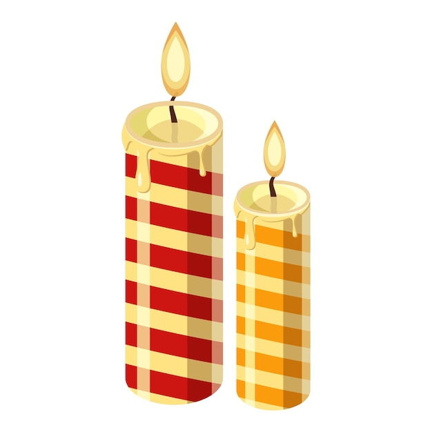 Christmas candle icon in cartoon style isolated on white background vector illustration