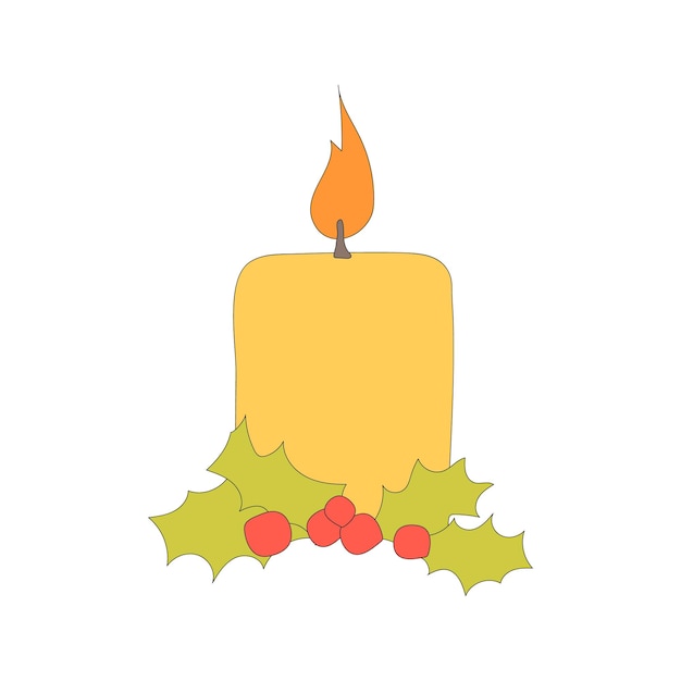 Christmas candle illustration New Year decorative vector element colorful holiday candle icon