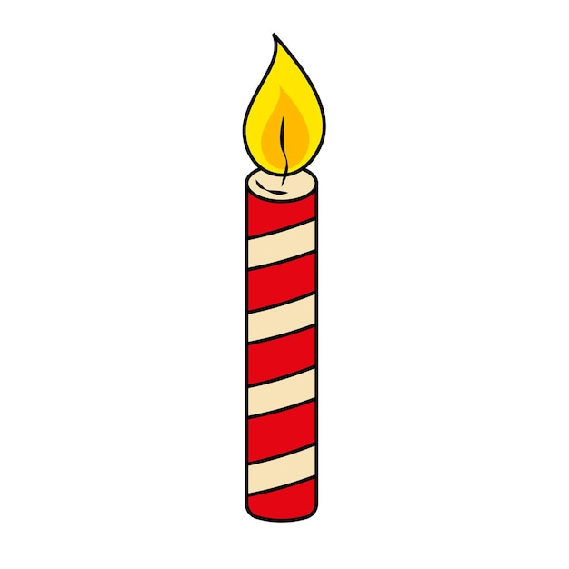 Christmas Candle Striped Decorative Element in Retro Style