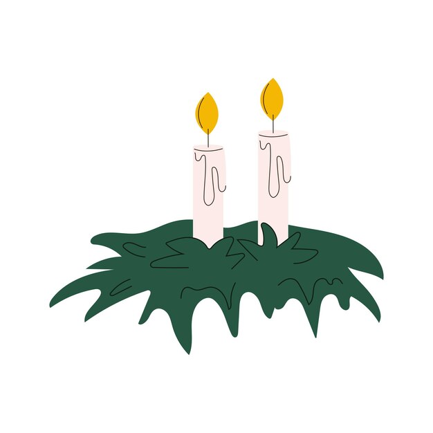 Christmas candles vector flat Illustration Christmas decoration