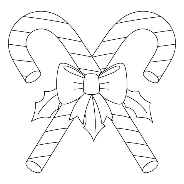 Christmas Candy Cane Isolated Coloring Page