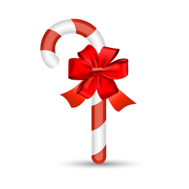 Christmas candy cane with red bow