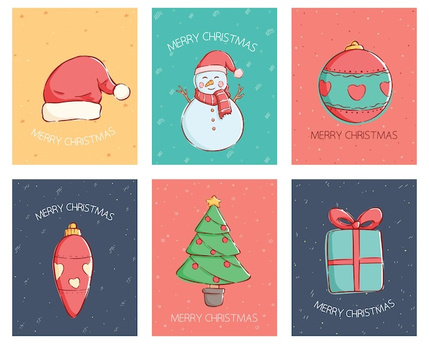 christmas card collection with hand drawing style Best use for invitation poster and web banner