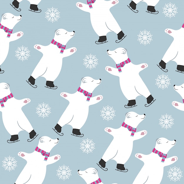 Christmas card collection with polar bears skatting