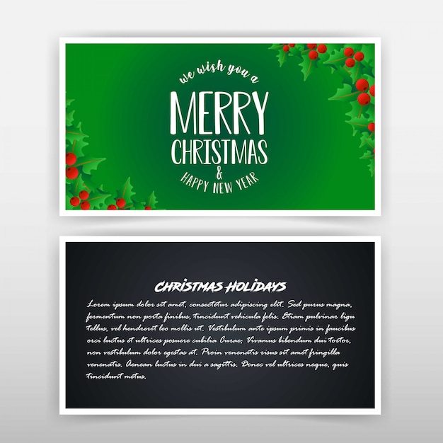 Christmas card design with green background vector