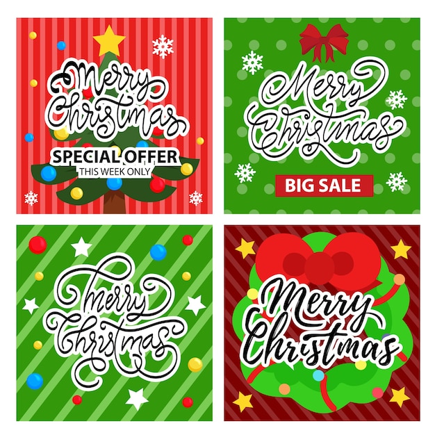 Christmas card and sale banner set