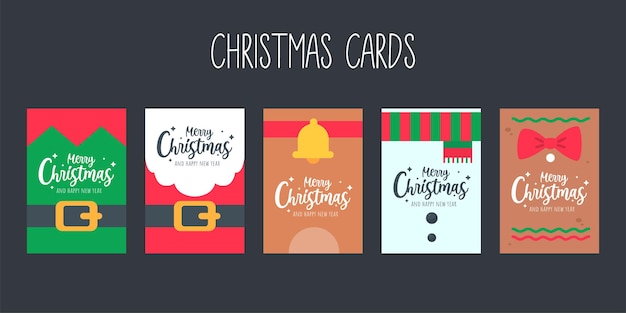 Christmas card. Santa Set Christmas Greeting Card Template.