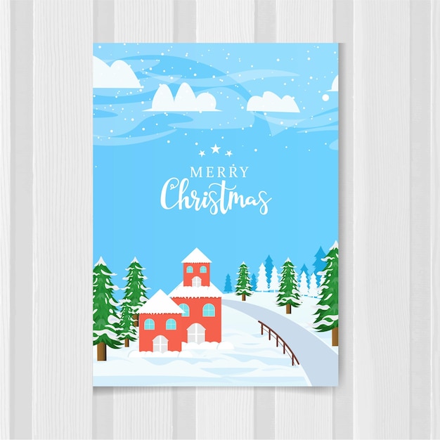 Christmas card template with flat background