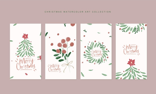 Christmas Card Watercolor illustration Collection