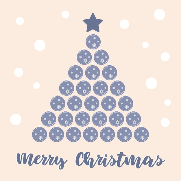 Christmas card with christmas balls and snowflakes