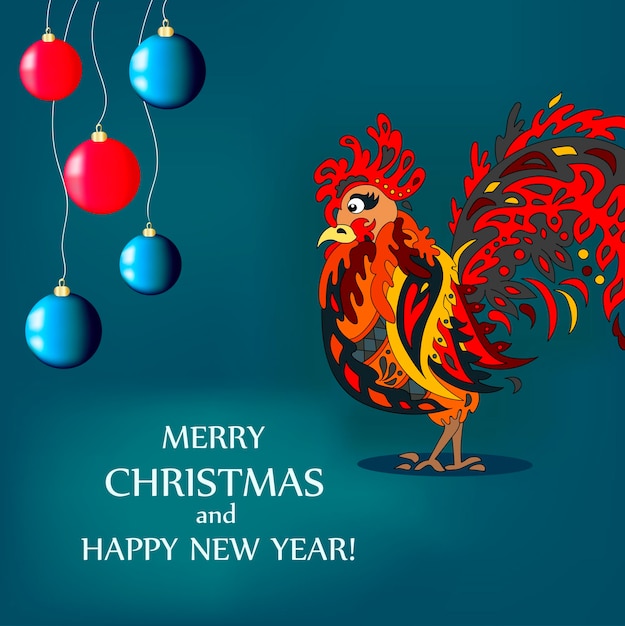 Christmas card with a cock and balls Stock vector