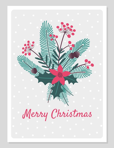 Christmas card with craft decorations Vector illustration with a Christmas bouquet in flat style