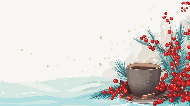 Vector a christmas card with a cup of coffee and a cup of tea