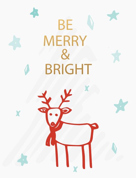 Vector christmas card with an inscription be merry and bright vector illustration