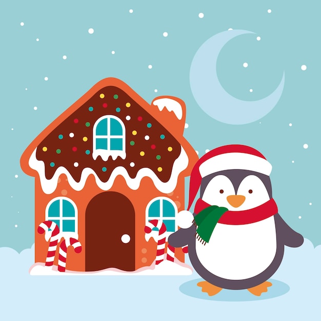 Christmas card with penguin