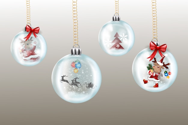 Christmas card with tree balls decoration