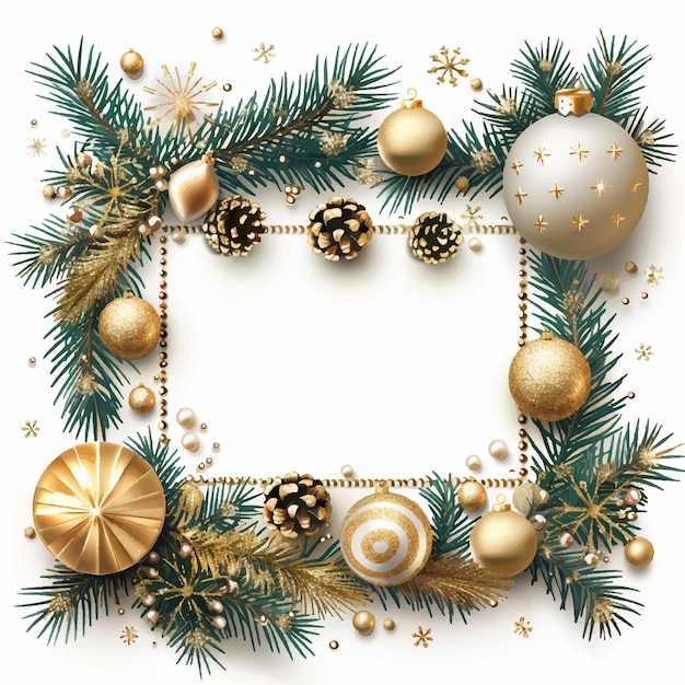 a christmas card with a wreath and decorations on it