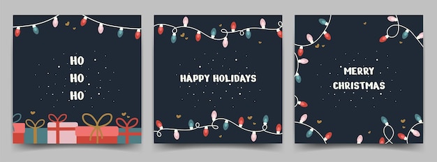 Christmas cards merry christmas Typography design Vector illustration On the dark background