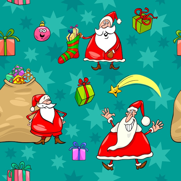 christmas cartoon seamless pattern wrapper