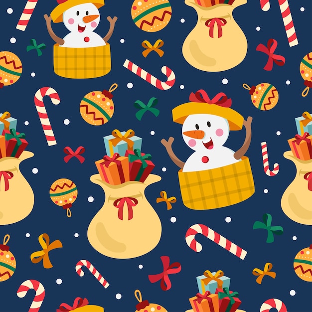 Christmas cartoon seamless pattern