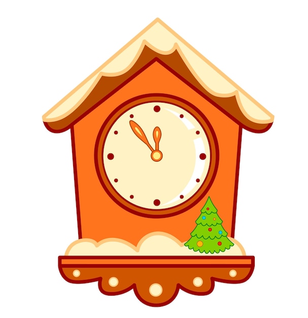 Christmas cartoons clip art. Clock vector illustration