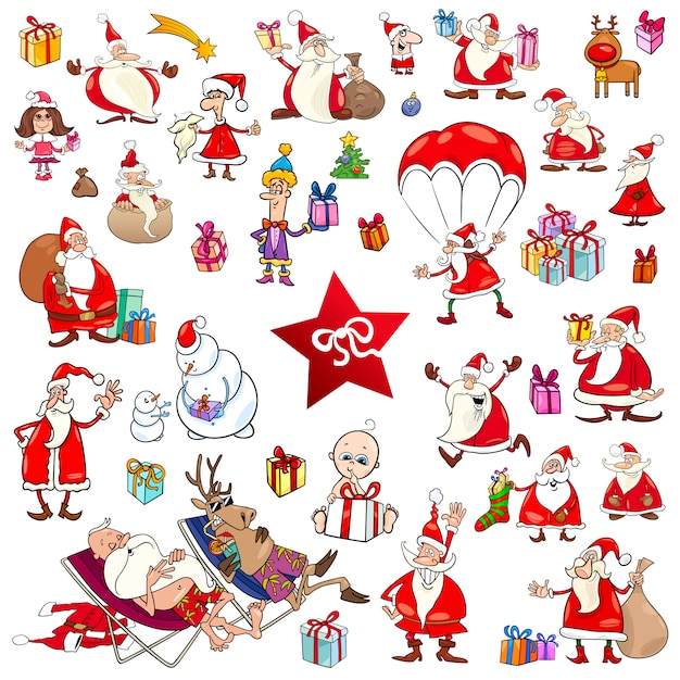 Vector christmas cartoons set