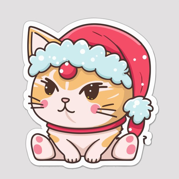 Christmas cat cartoon sticker xmas kitty stickers pack Multicolor