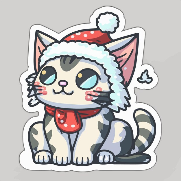 Christmas cat sticker xmas kitty stickers with ornament Winter collection