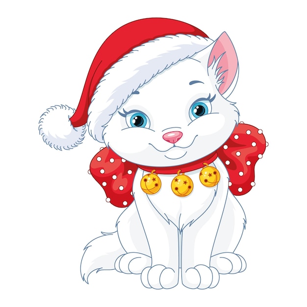 Christmas cat with Santa hat