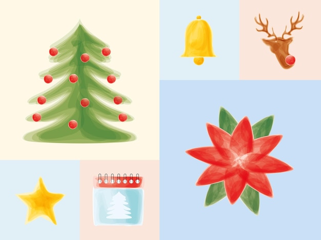 Christmas celebration icons