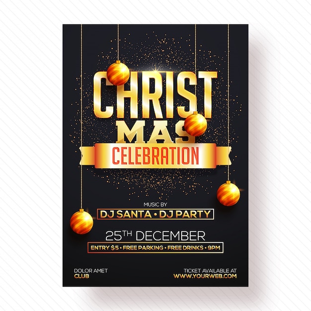 Christmas Celebration Party Poster, Banner or Flyer Design.