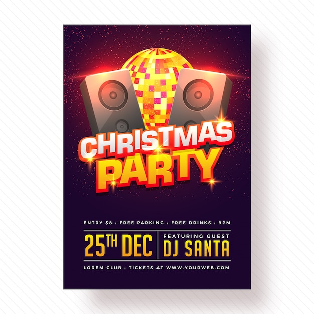 Christmas Celebration Party Poster, Banner or Flyer Design.