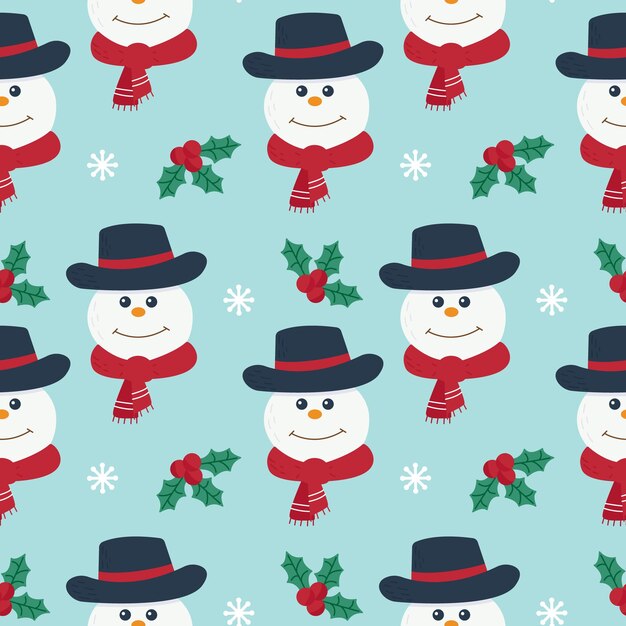 Christmas character cute snowman Seamless pattern