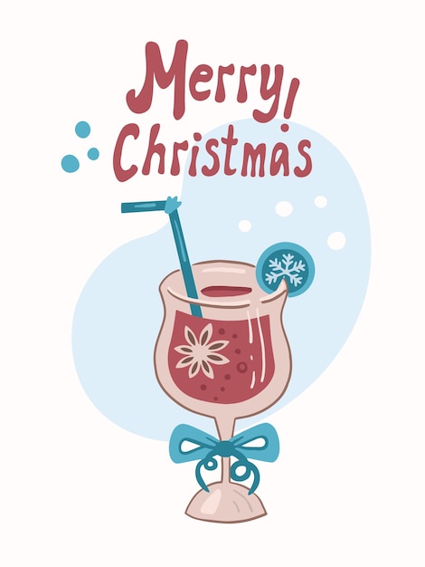 Christmas cocktail hand drawn greeting card