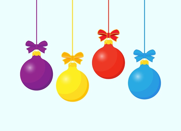 Christmas colorful balls icons